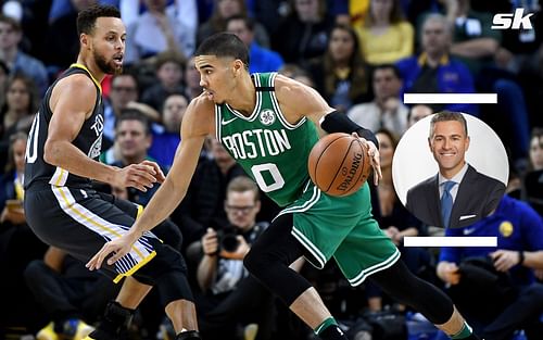 Boston Celtics' Jayson Tatum in action against Golden State Warriors' Steph Curry