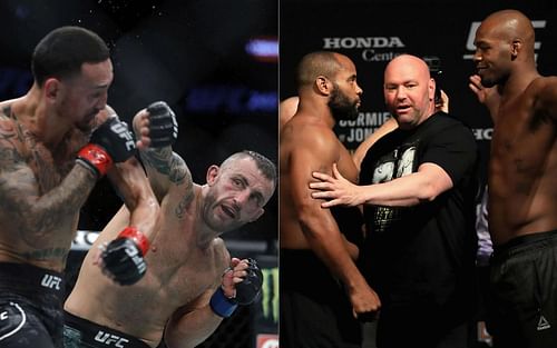 Max Holloway vs. Alexander Volkanovski (left) and Jon Jones vs. Daniel Cormier (right)