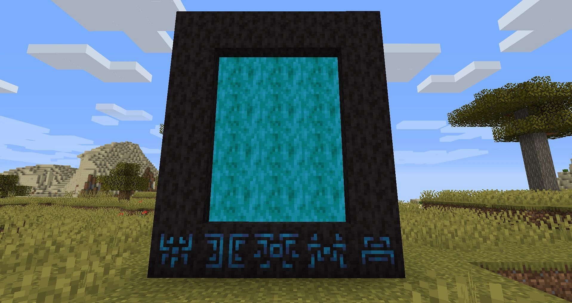 A portal to one of the mod&#039;s many new dimensions (Image via Minecraft)