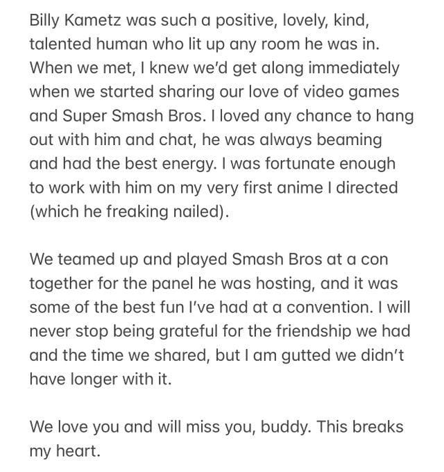 Who was Billy Kametz? Tributes pour in as beloved anime voice actor