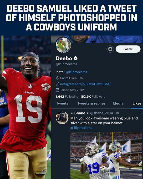 Deebo Samuel Likes Tweet Showing Him in Cowboys Uniform After 49ers Trade  Request, News, Scores, Highlights, Stats, and Rumors