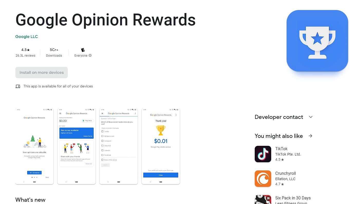 Google Opinion Rewards is a great app (Image via Google Play Store)