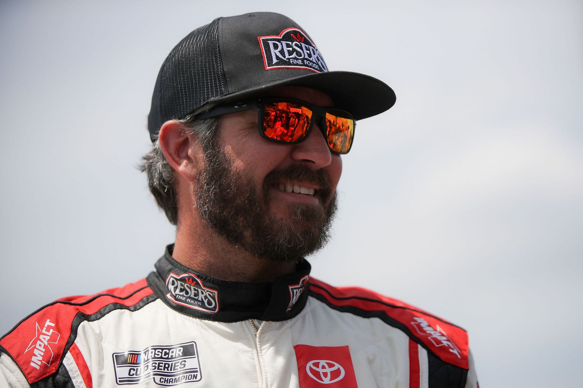Martin Truex Jr. waits on the grid prior to the NASCAR Cup Series Enjoy Illinois 300 at WWT Raceway