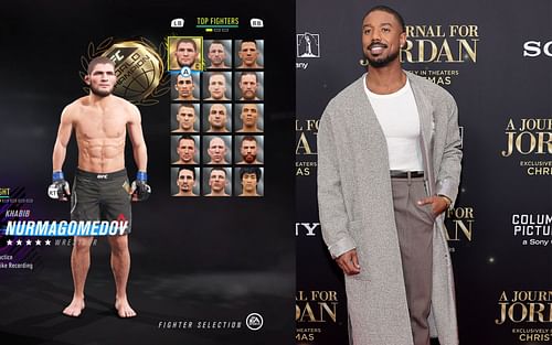 Michael B. Jordan (right) [Images via @UFC4NewsUpdate1 and @michealb4jordan Twitter]