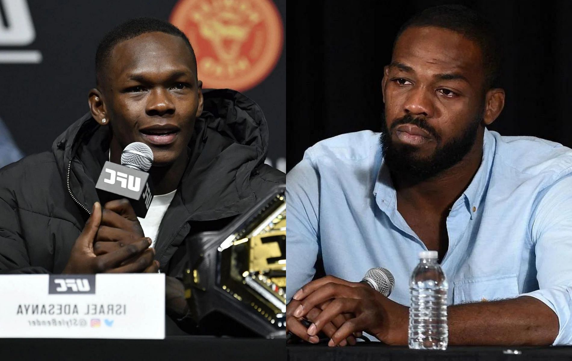 Israel Adesanya (left) &amp; Jon Jones (right)