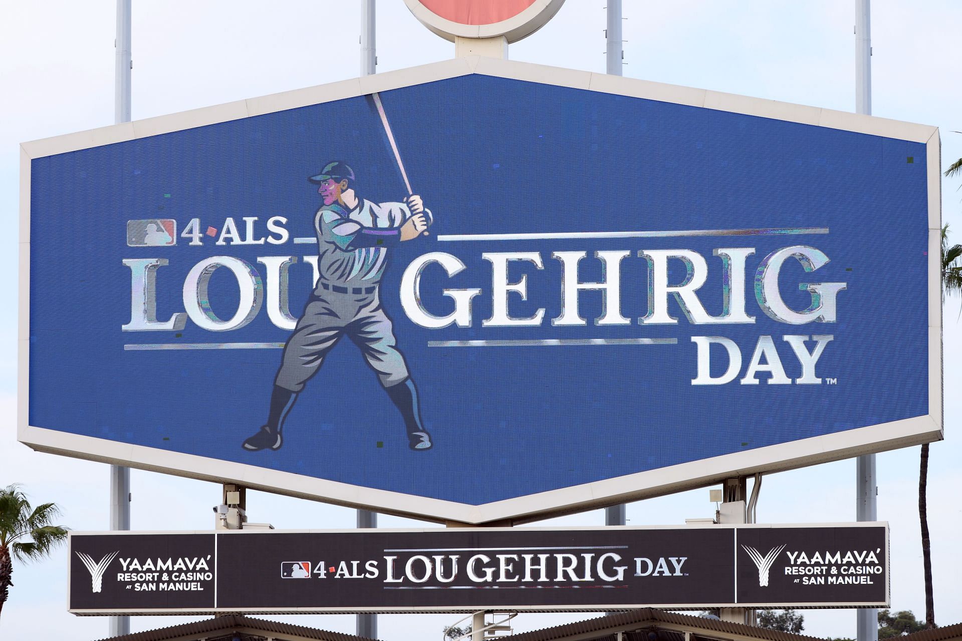 A general view of the screen for Lou Gehrig Day