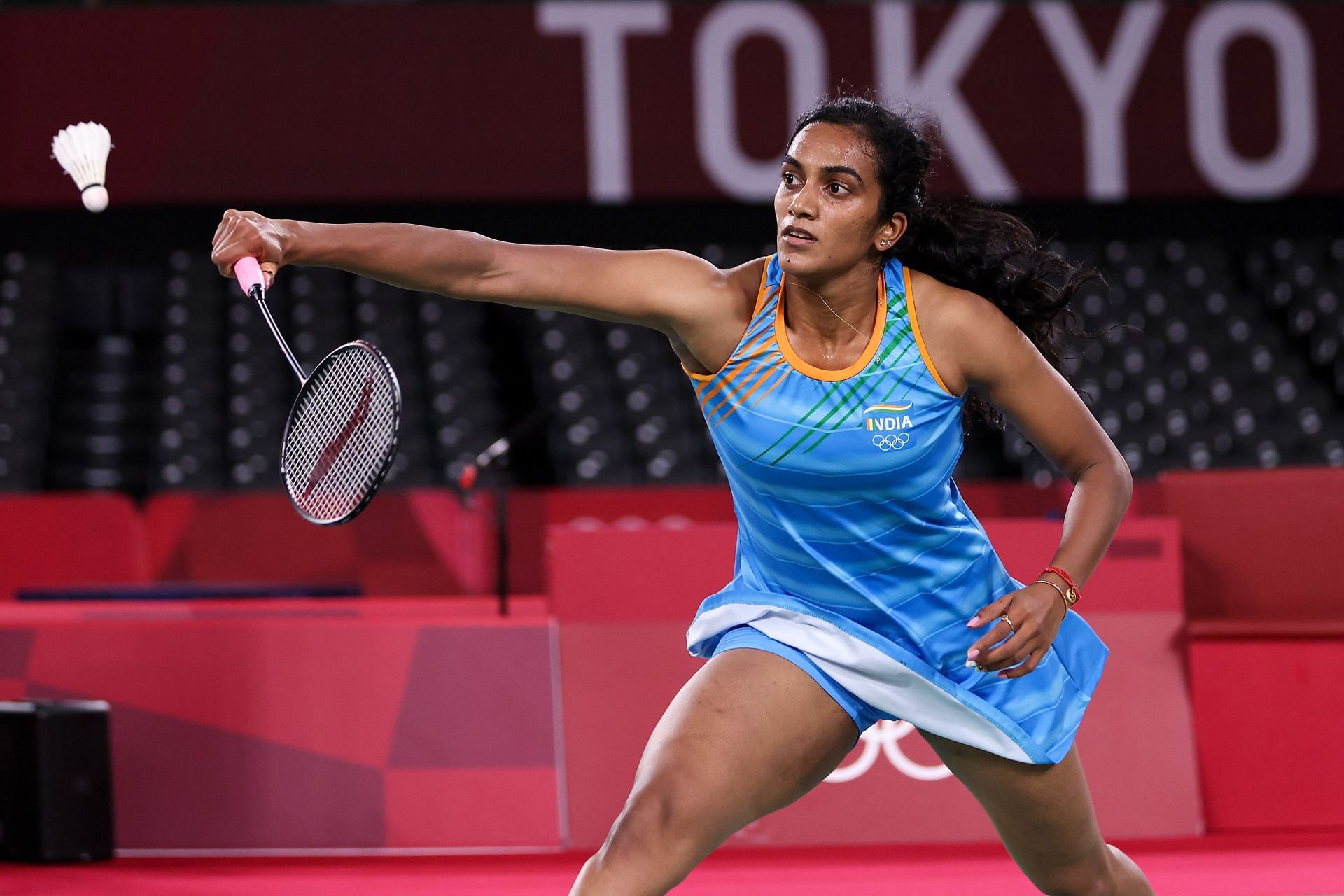 PV Sindhu in action at the 2020 Tokyo Olympics (Image courtesy: Getty Images)