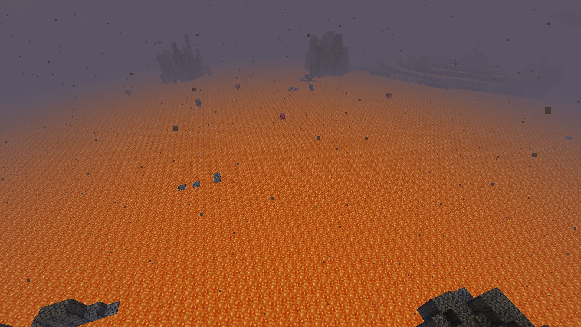 An example of the nether&#039;s lava oceans (Image via Minecraft)