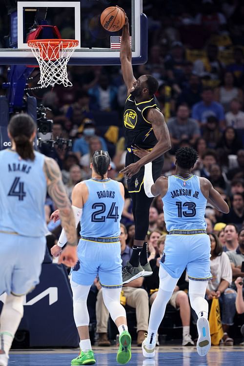 Golden State Warriors v Memphis Grizzlies - Game Five; Draymond Green dunks the ball