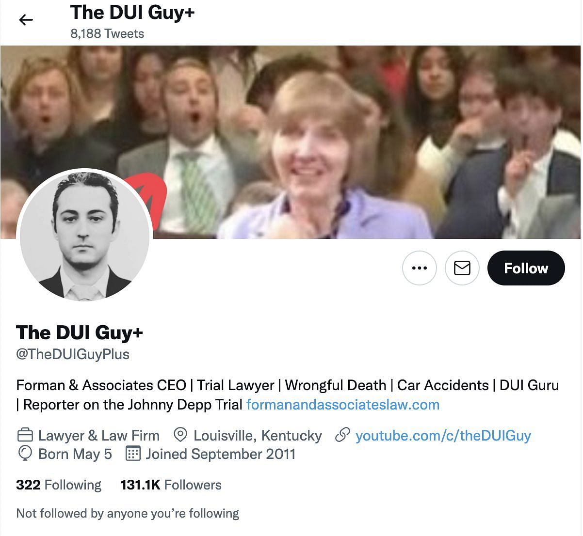 Larry Forman&#039;s Twitter handle where he posted details about the trial (screenshot via @TheDUIGuyPlus/Twitter) Notes from the trial taken by Larry Forman (Image via @TheDUIGuyPlus/Twitter)
