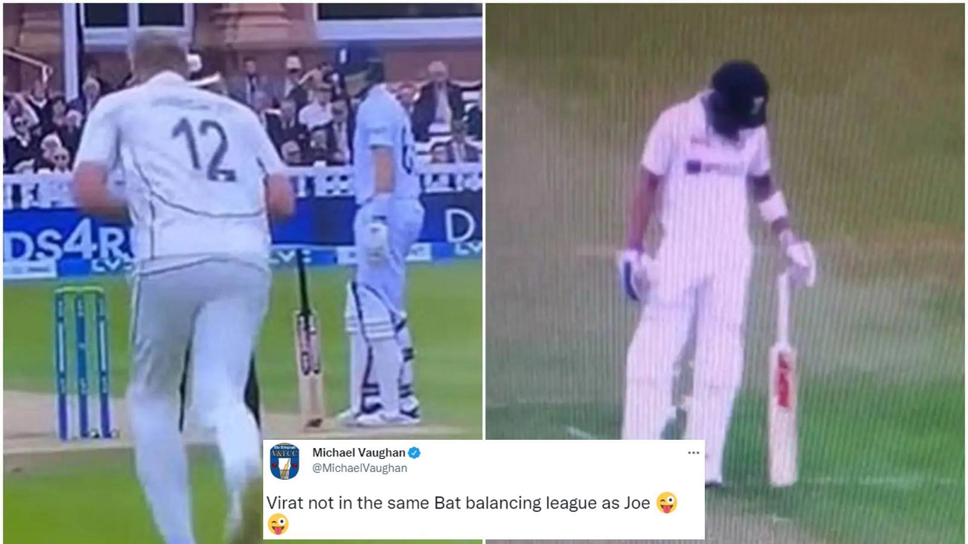 Michael Vaughan reacted to Kohli trying to balance his bat like Root. (P.C.:Twitter)