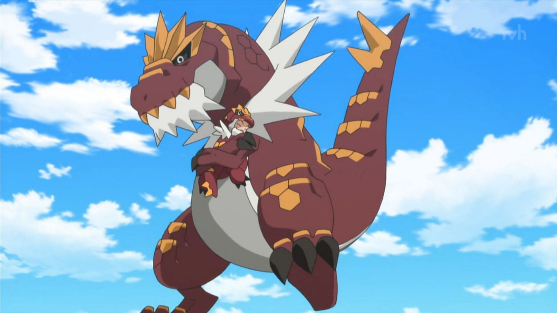 Tyrantrum as it appears in the anime (Image via The Pokemon Company)