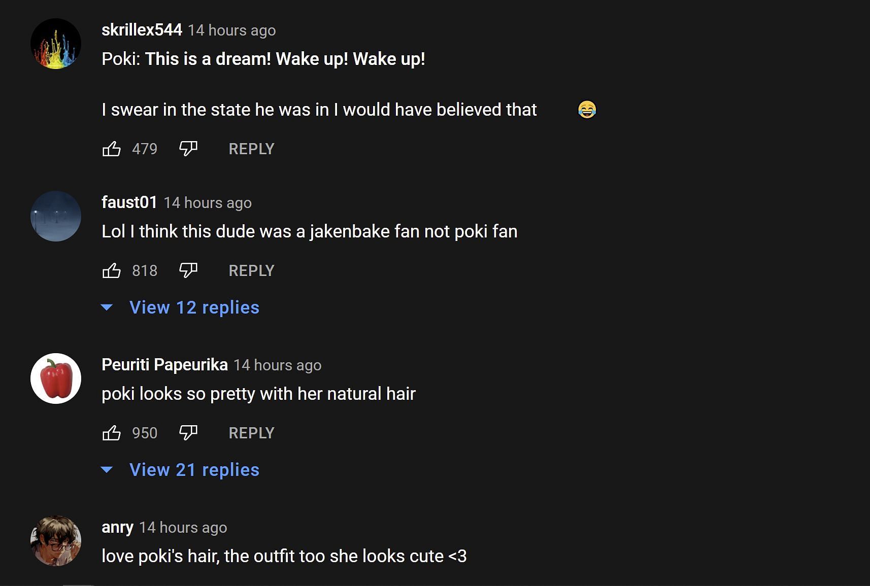 Fans reacting to the wholesome interaction under the YouTube video 1/2 (Image via Shrimpkkuno/YouTube)