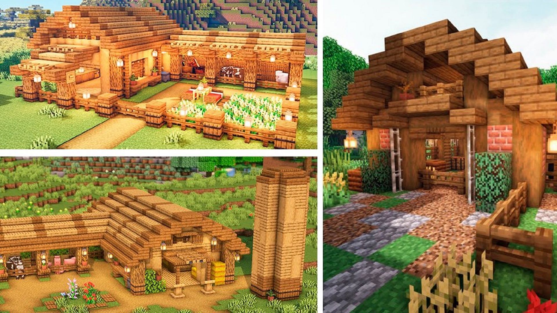 Various barn designs in Minecraft (Image via Mojang)