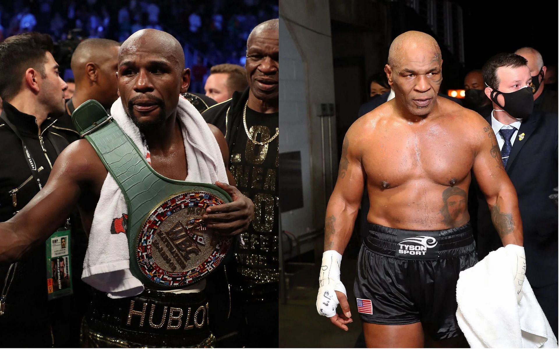 Floyd Mayweather (L) and Mike Tyson (R) are two of the biggest stars in the history of boxing.