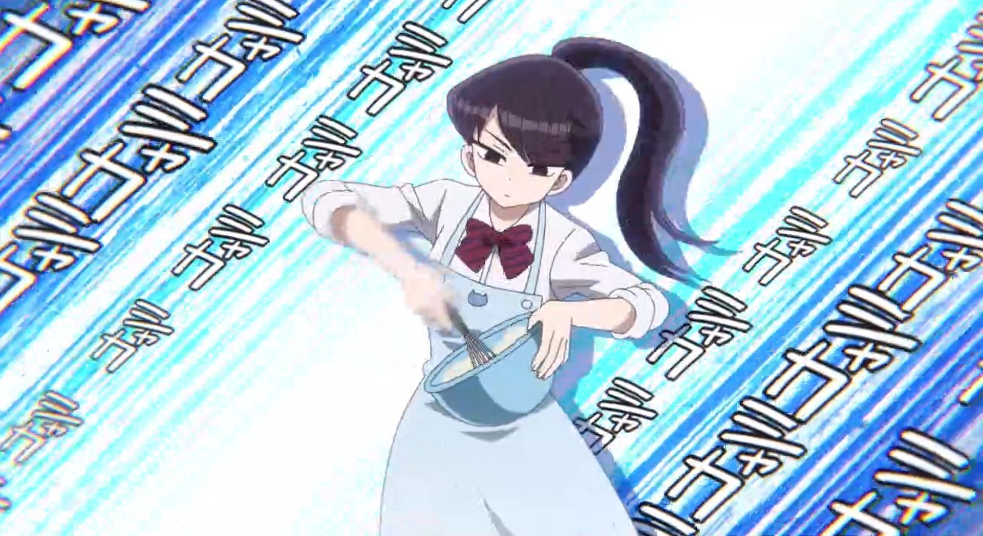 Komi whisking the Meringue (Image via Komi Can&rsquo;t Communicate, Shogakukan and OLM)