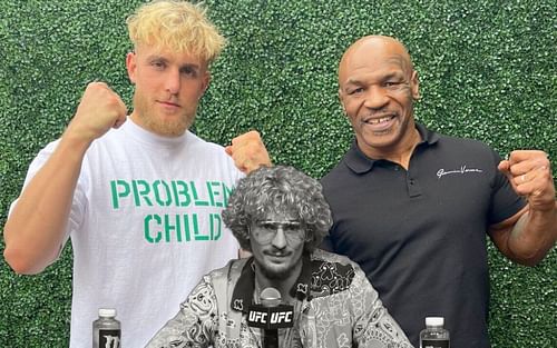 Jake Paul (left), Sean O'Malley (center), and Mike Tyson (right) (Image via Instagram/Jake Paul and YouTube/UFC)