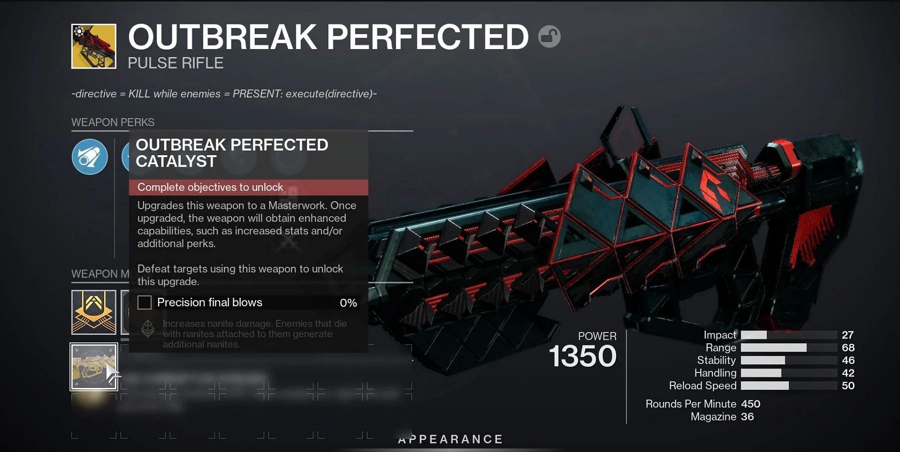 Outbreak Perfected catalyst (Image via Destiny 2)