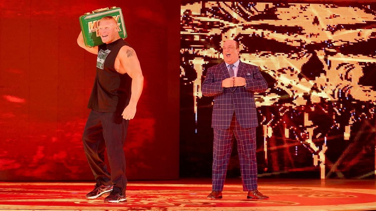 Lesnar makes an entrance with the briefcase