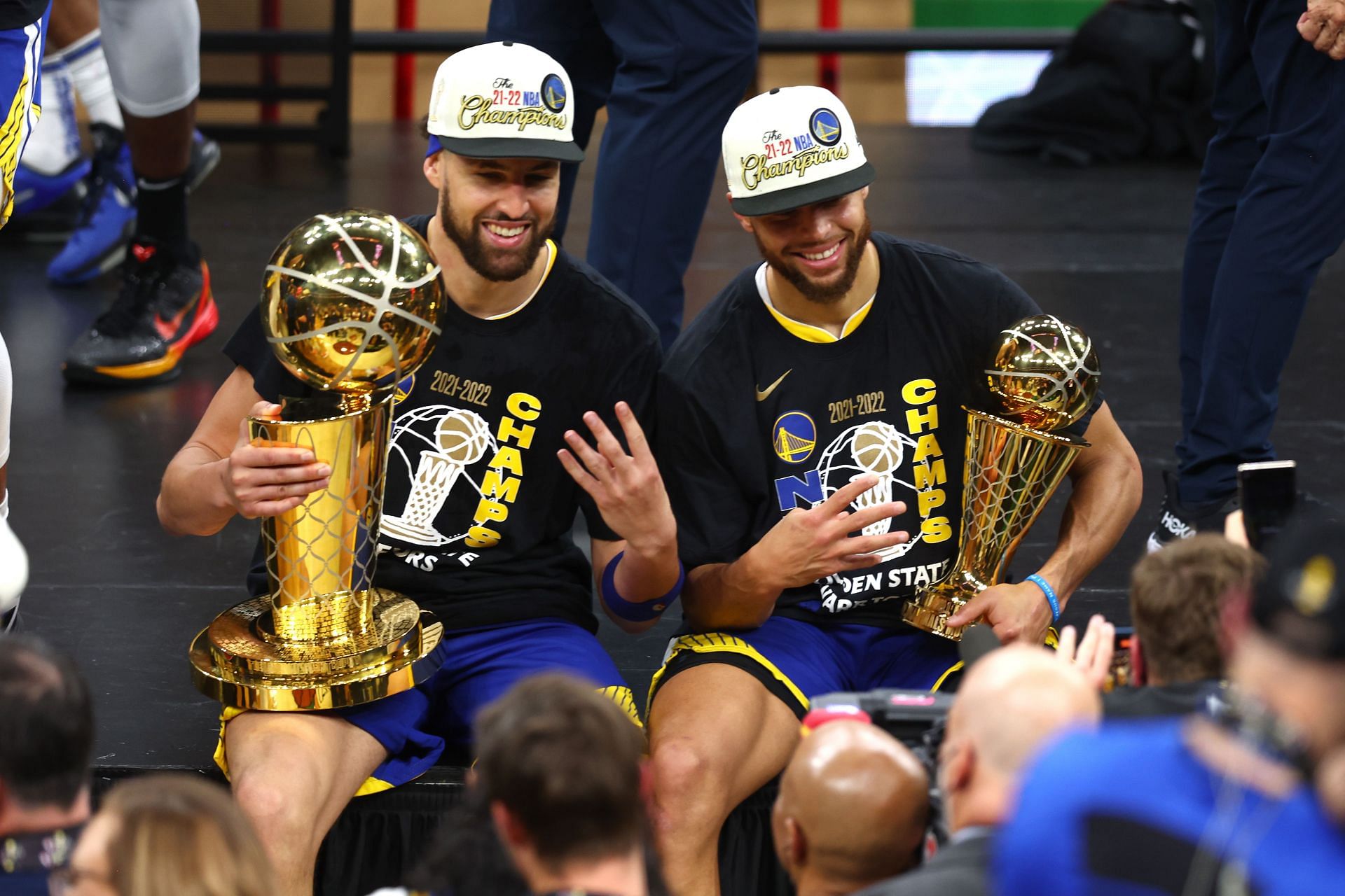 Klay Thompson and Stephen Curry with their fourth chip.