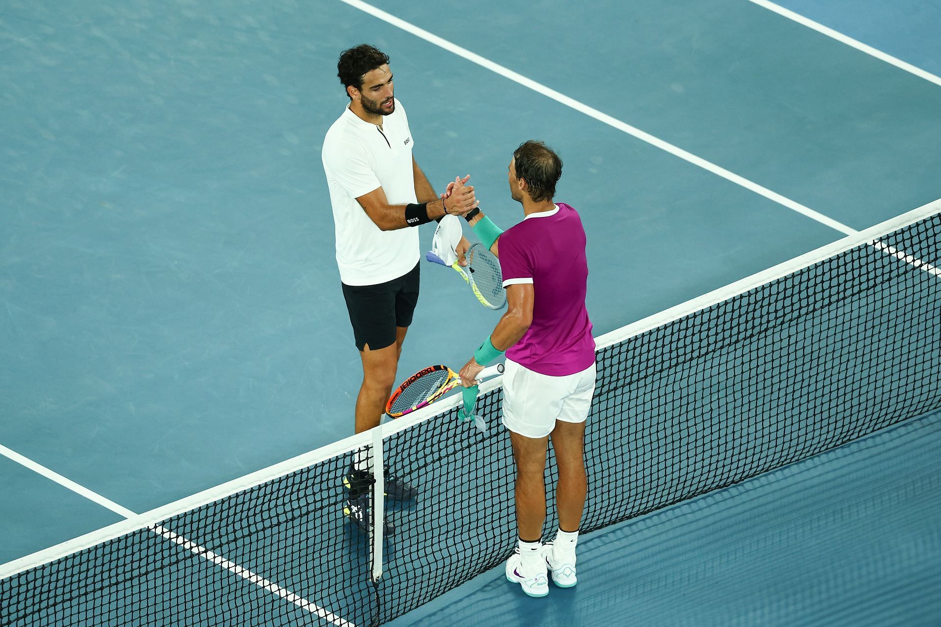 Matteo Berrettini and Rafael Nadal after their semifinal match at the 2022 Australian Open.