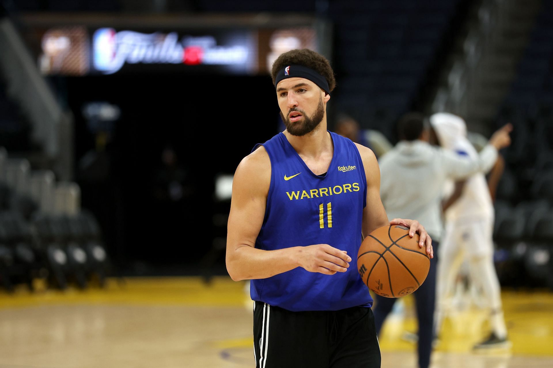 Klay Thompson of the Golden State Warriors at the 2022 NBA Finals - Media Day
