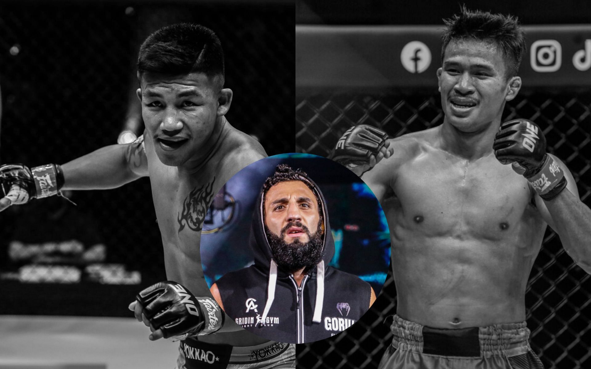 Chingiz Allazov (center circle) says the final match of the ONE Flyweight Muay Thai World Grand Prix will be between Rodtang Jitmuangnon and Superlek Kiatmoo9. [Photos ONE Championship]