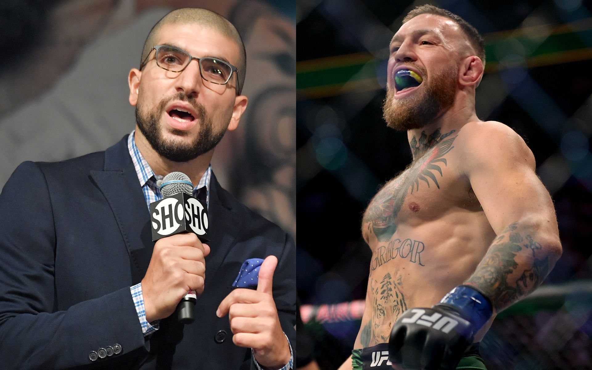 Ariel Helwani (left), Conor McGregor (right)