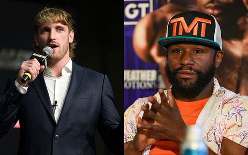 Logan Paul (left) and Floyd Mayweather (right) 