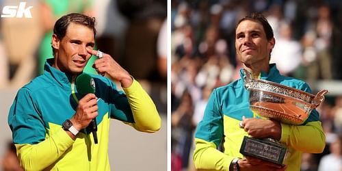 An emotional Nadal with his 14th French Open trophy