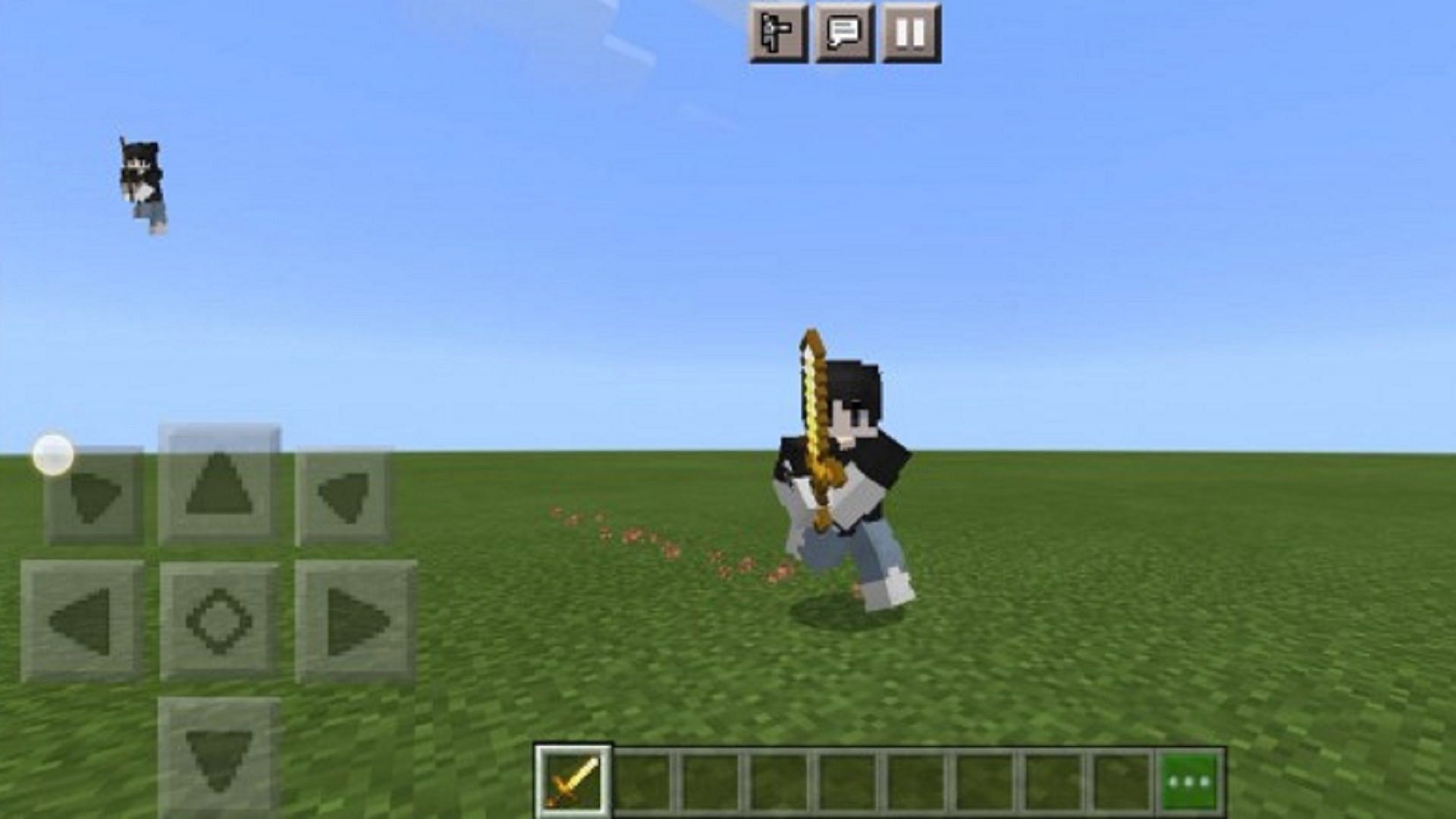 A player sprinting with their golden sword using New Animation (Image via KID丶SKY)