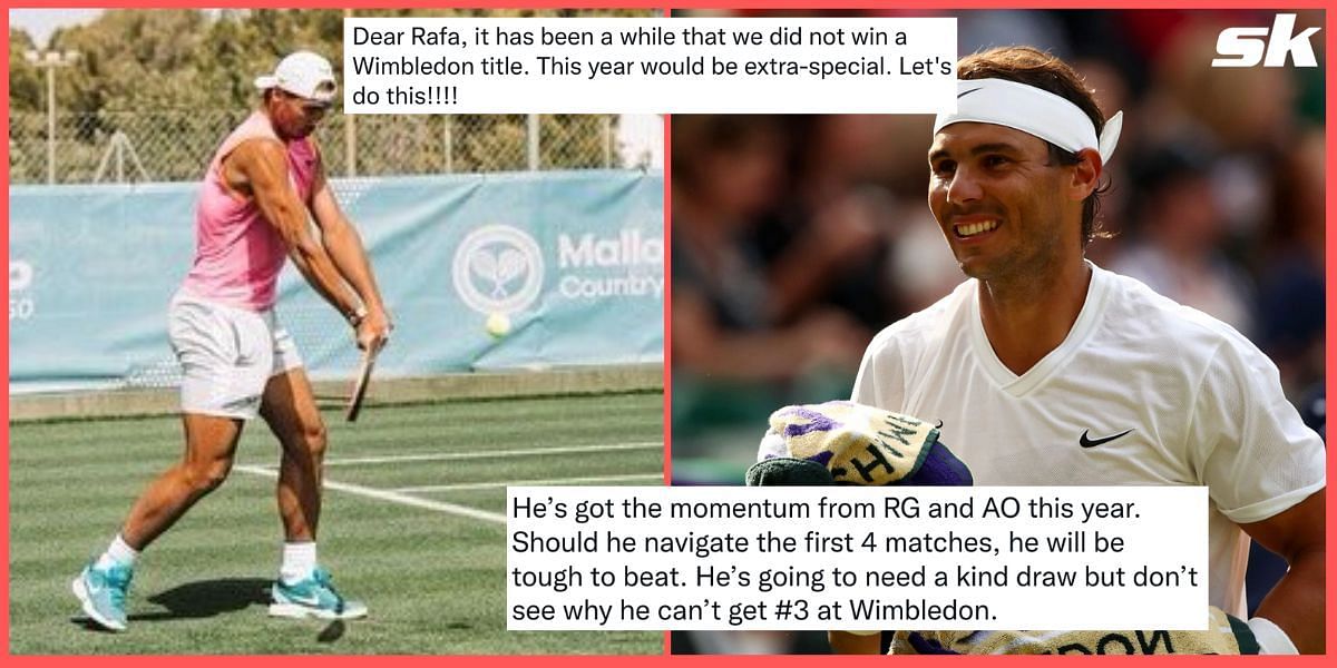 Tennis fans reacted to the sight of Rafael Nadal practicing on grass ahead of Wimbledon