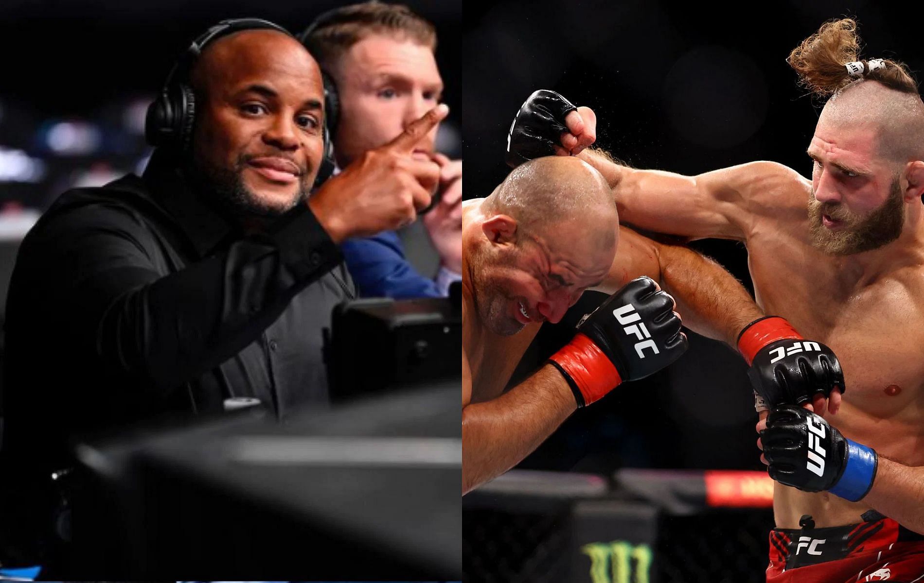 Daniel Cormier (left); Glover Teixeira and Jiri Prochazka (right)