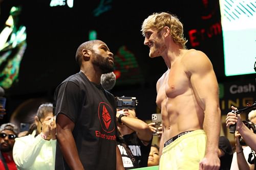 Floyd Mayweather (left) and Logan Paul (right) (Image via Getty)