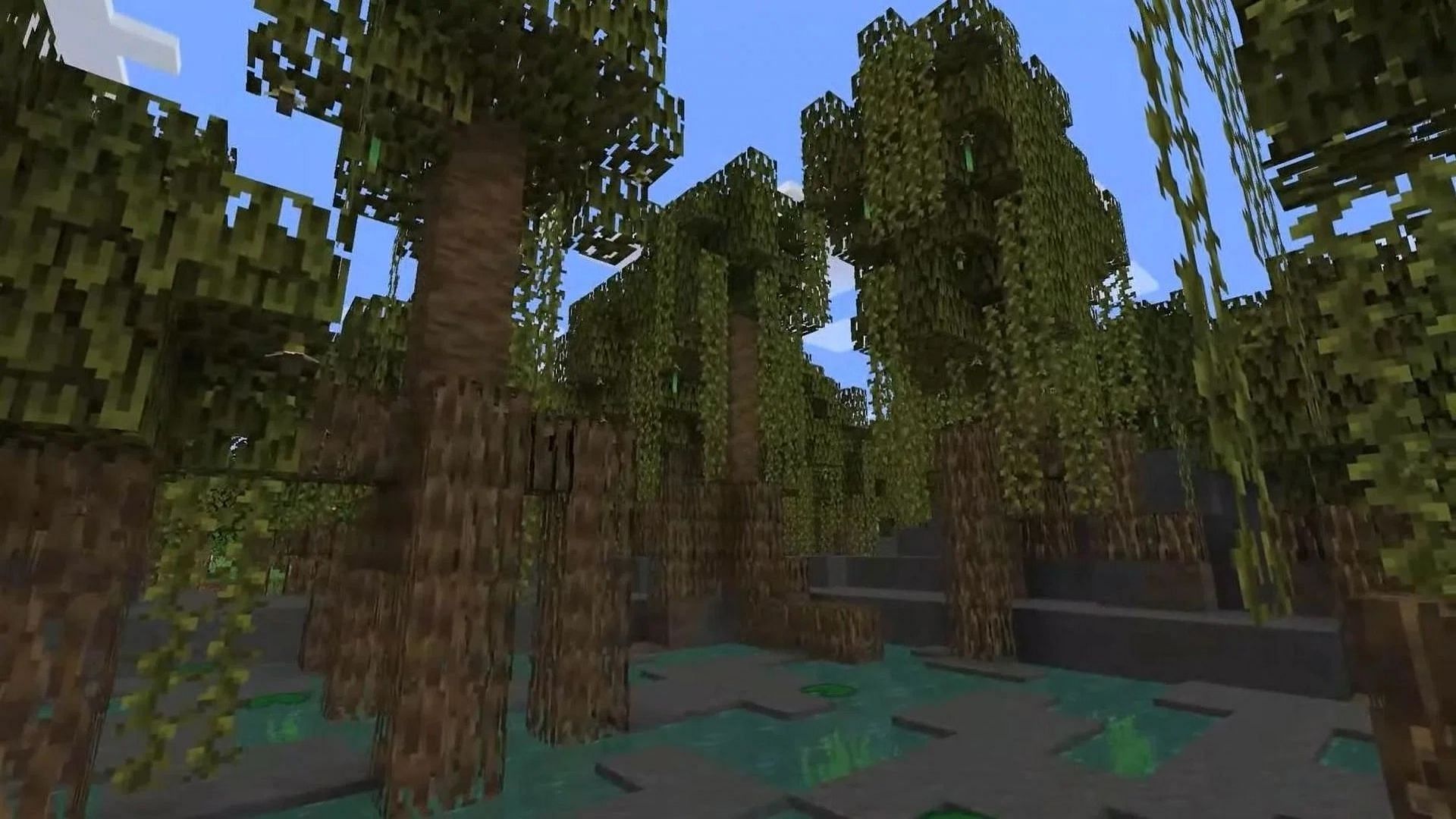 Mangrove roots rising high in Minecraft (Image via Mojang)