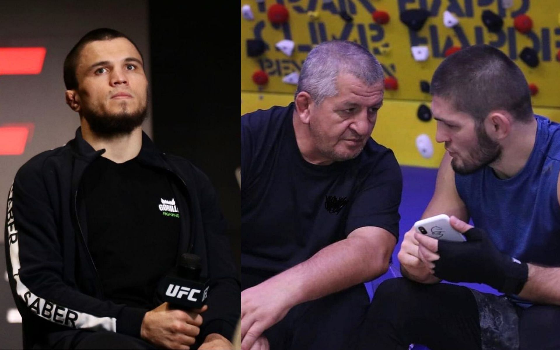 Umar Nurmagomedov (left), Khabib with Abdulmanap Nurmagomedov (right) [Images courtesy: @umar_nurmagomedov and @khabib_nurmagomedov via Instagram]