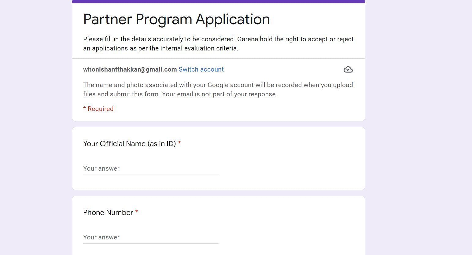 Details that users have to enter in the Google Form (Image via Google)