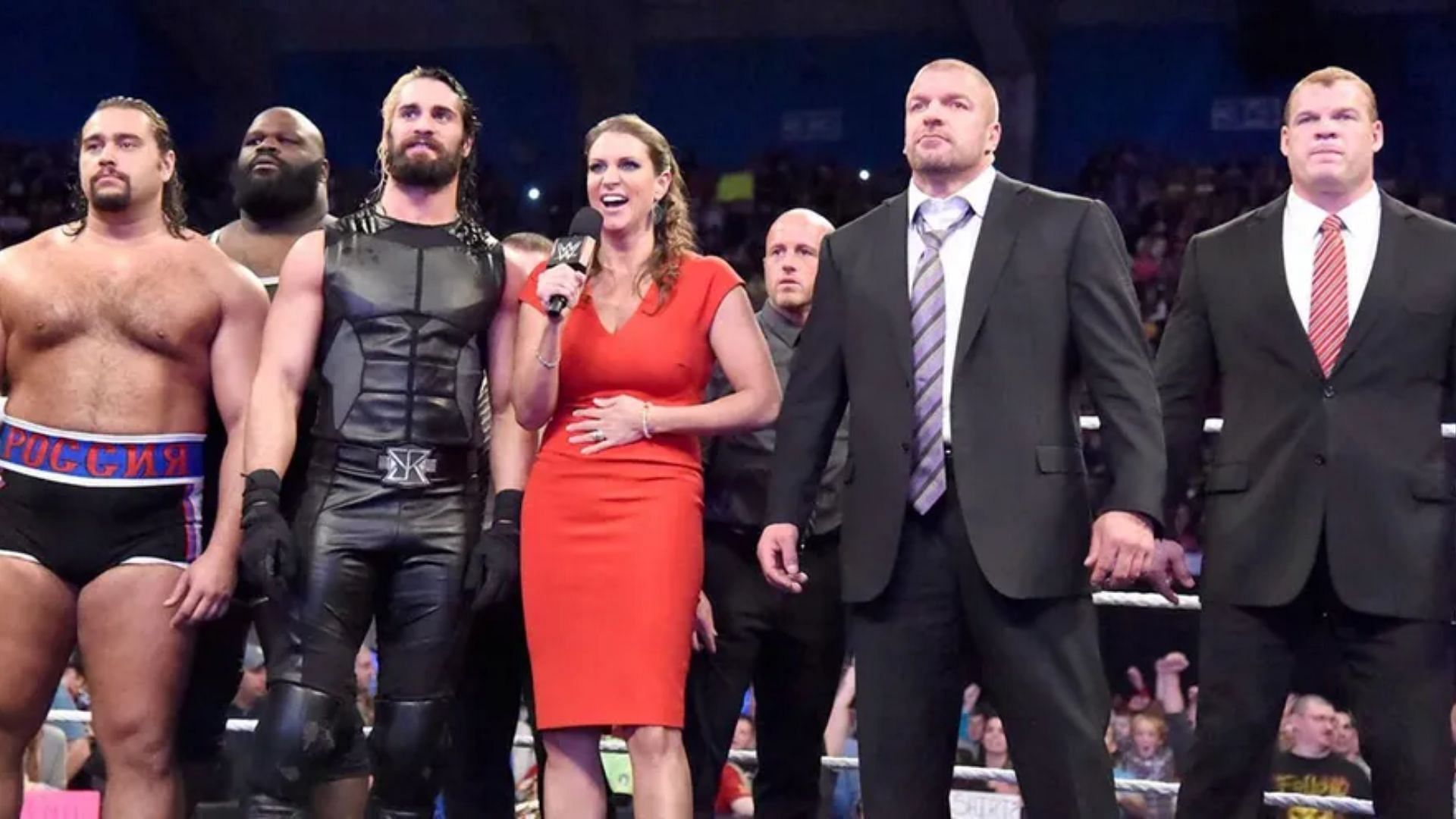 Stephanie McMahon, Triple H, and The Authority before WWE Survivor Series 2014.