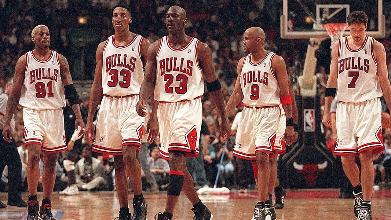 The 1998 Chicago Bulls team would have still been the favorites to win the title the following year if they didn&#039;t break up [Photo: Fox Sports]