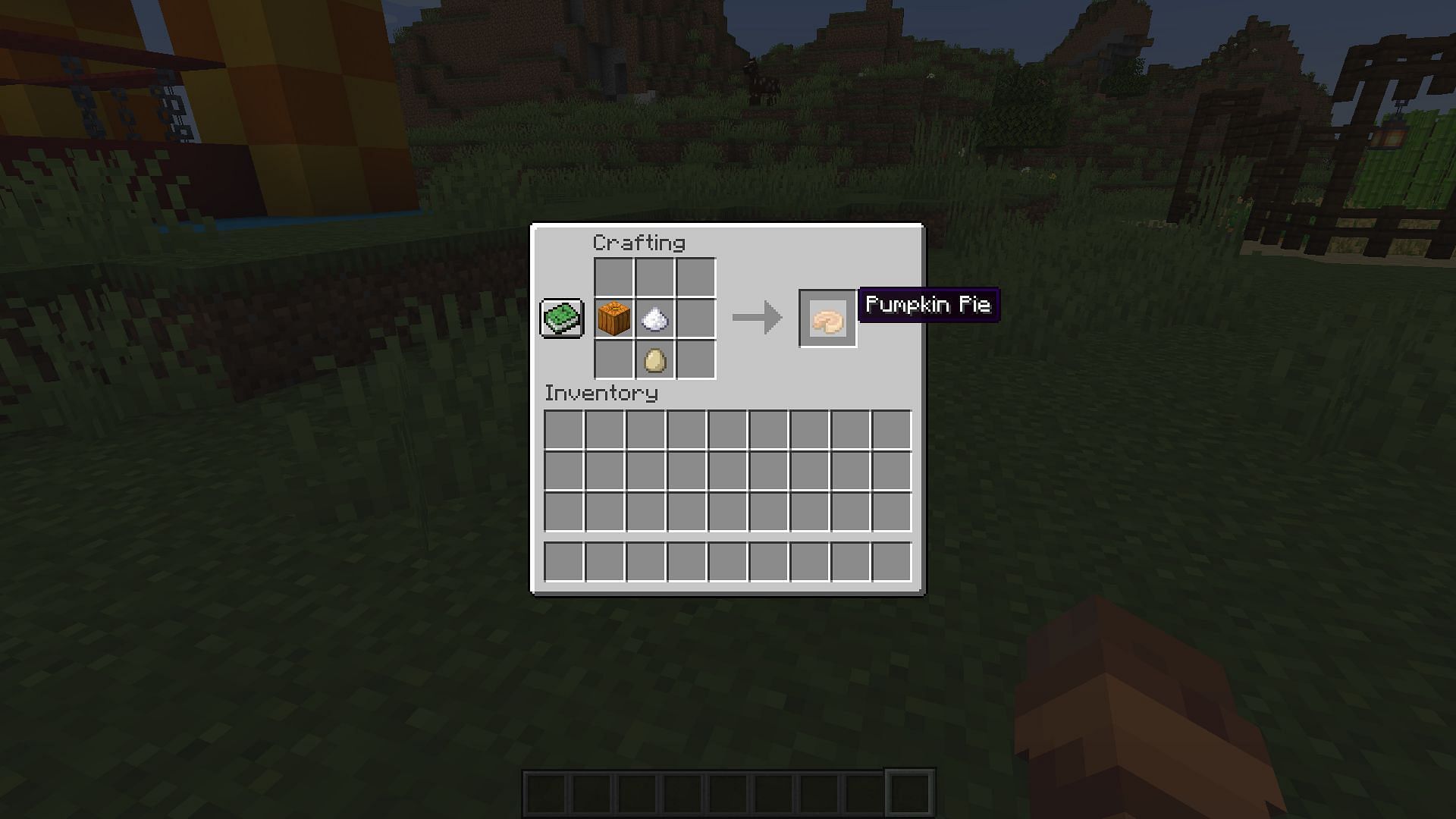 The Pumpkin Pie Crafting Recipe (Image via Minecraft)