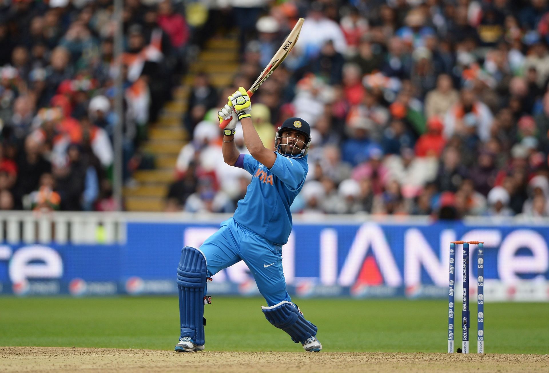 Ravindra Jadeja batting in the final against England.  Pic: Getty Images