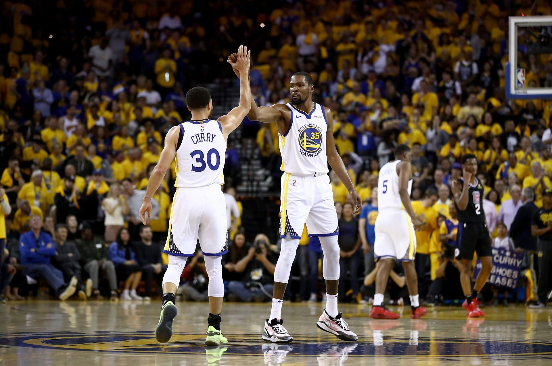 Durant left the Warriors despite winning two championships in three years. (Image via Getty Images)