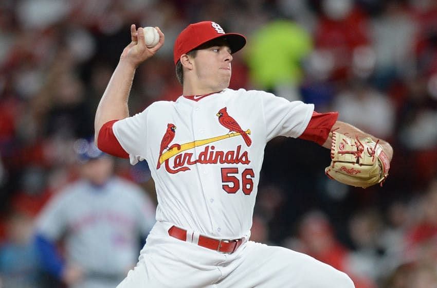 Ryan Helsley pitches during tonigh&#039;ts Cardinals vs. Marlins game. Helsley has an impressive 0.30 ERA.