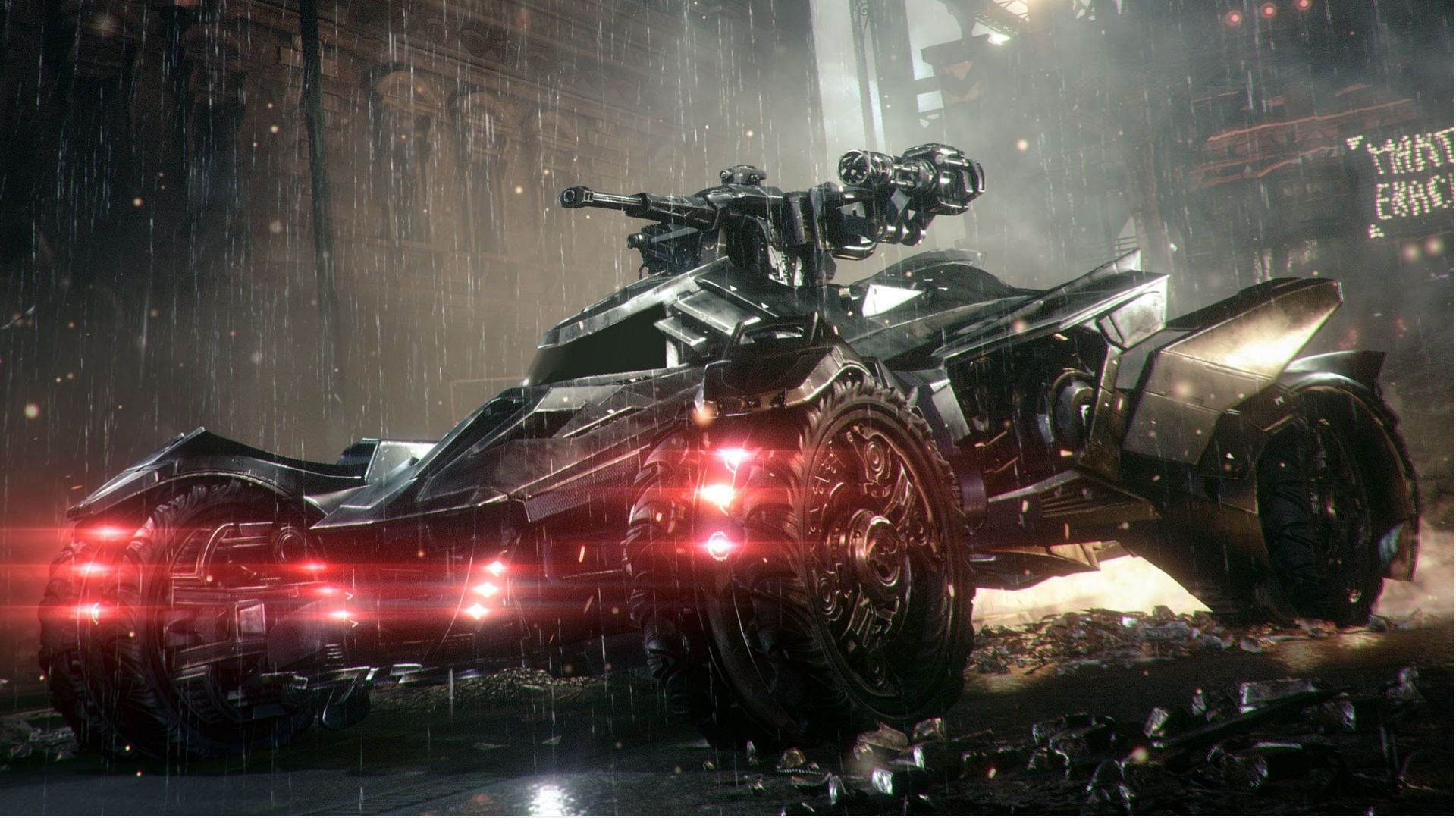 The Batmobile is a dynamic asset in the Arkham Knight video game (image via Rocksteady)