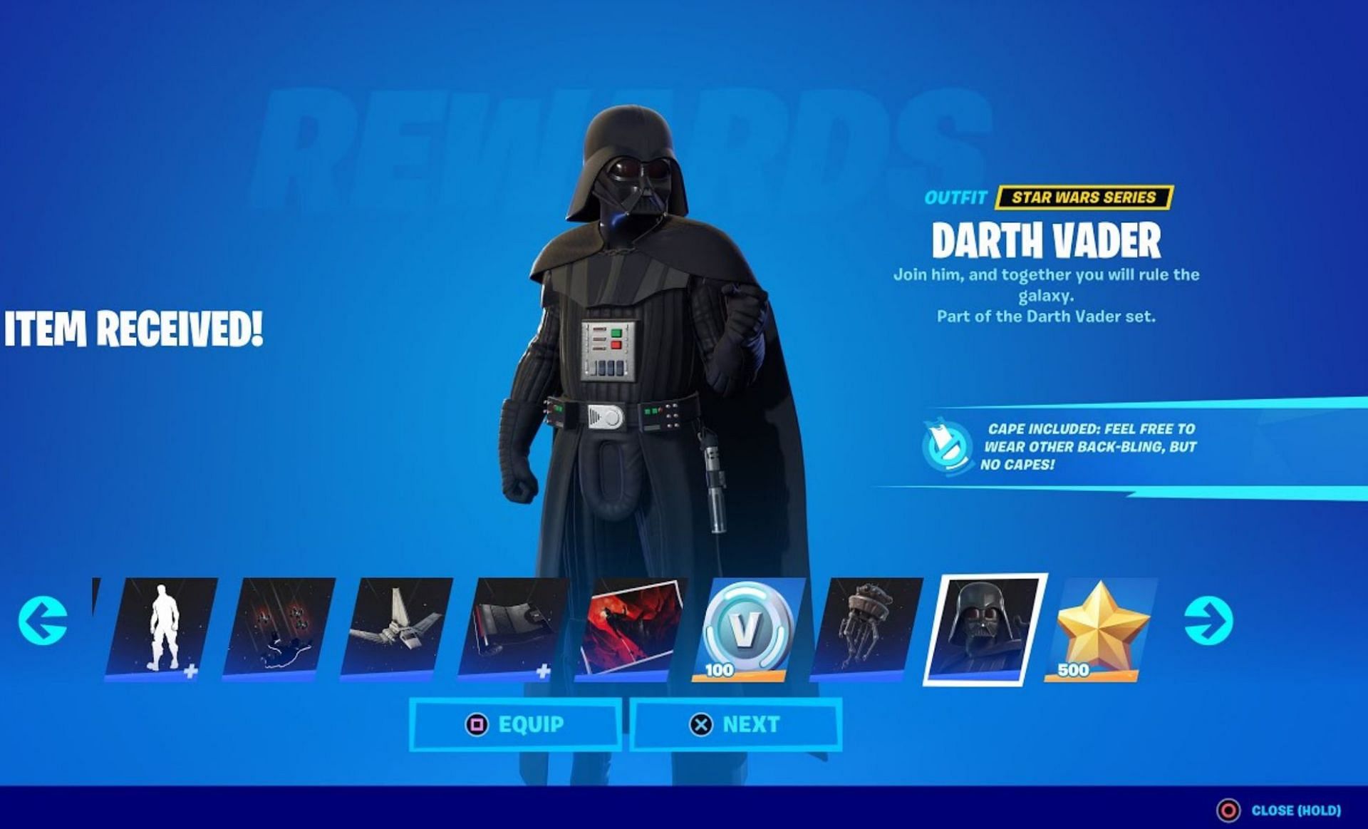 Fortnite XP goes to skins like Vader (Image via Brani on YouTube)