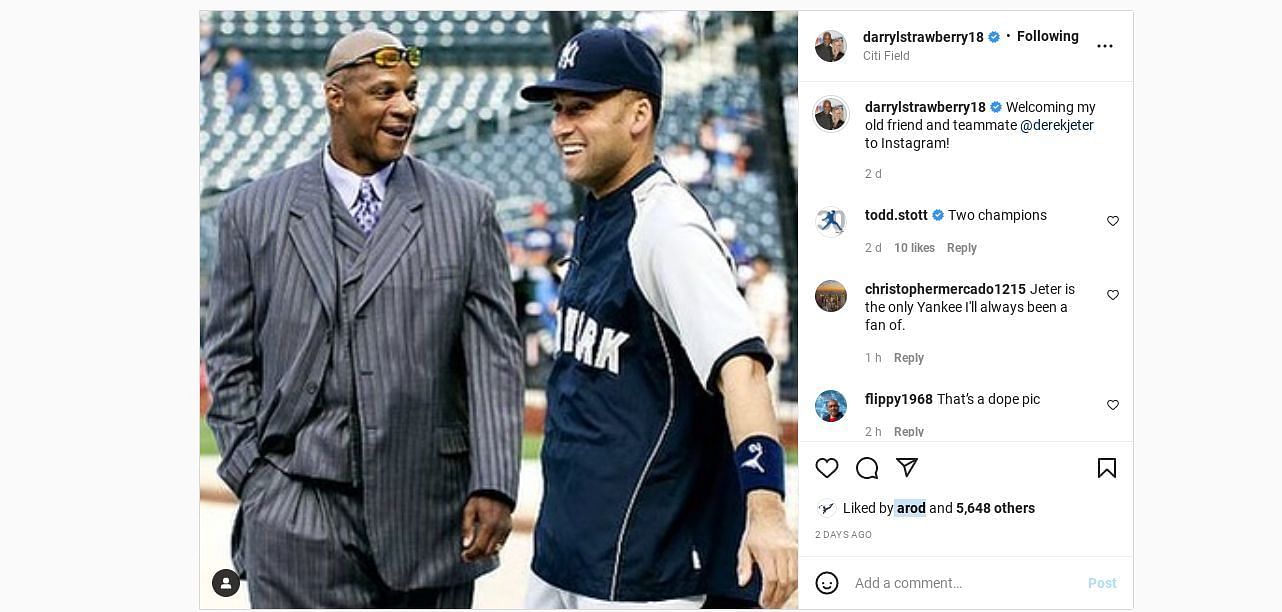 Todd Vernon Stottlemyre comments on Darryl Strawberry&#039;s post.
