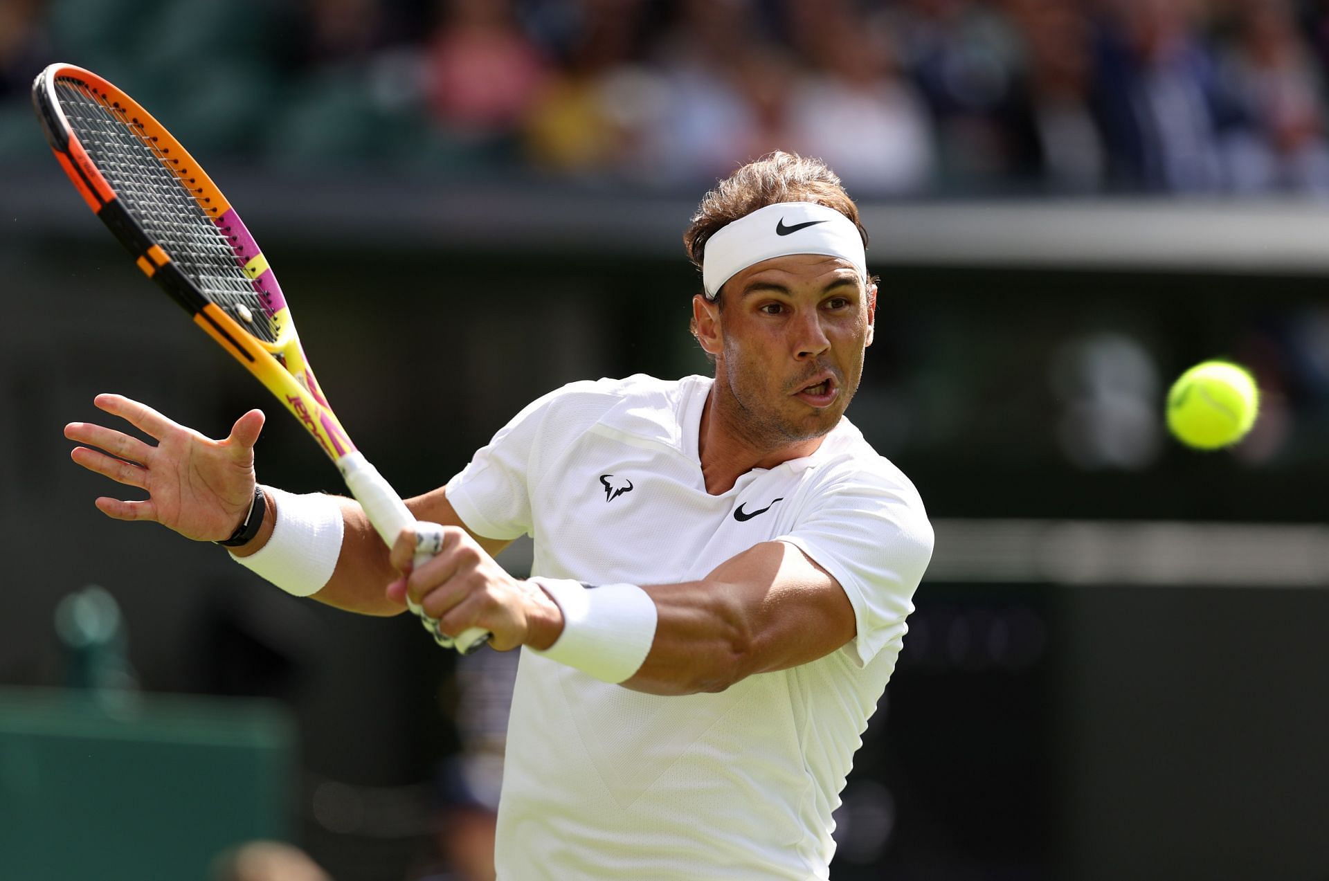 Rafael Nadal in action during his first match in London