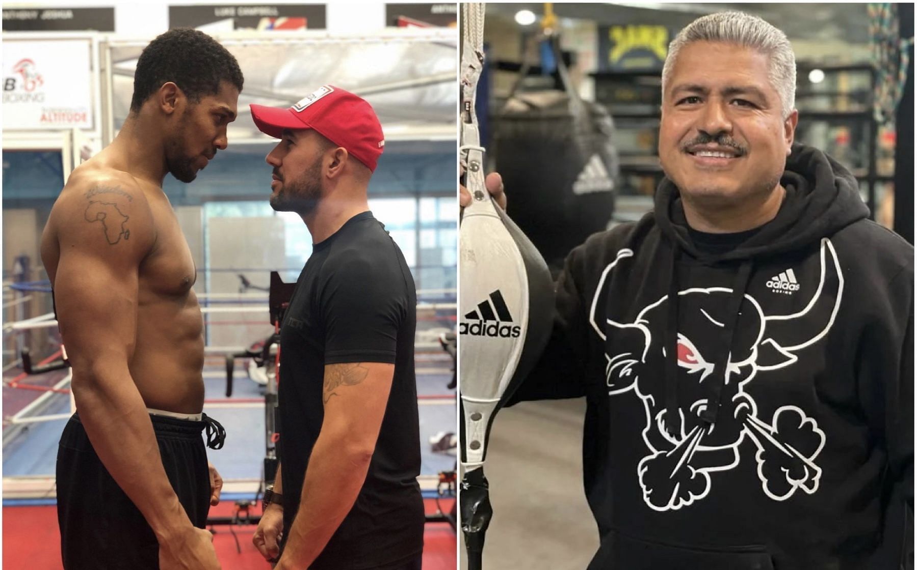 Anthony Joshua (left), Angel Fernandez (middle), Robbert Garcia (right) - Images via @angel_boxeo, @garciaboxing on Instagram