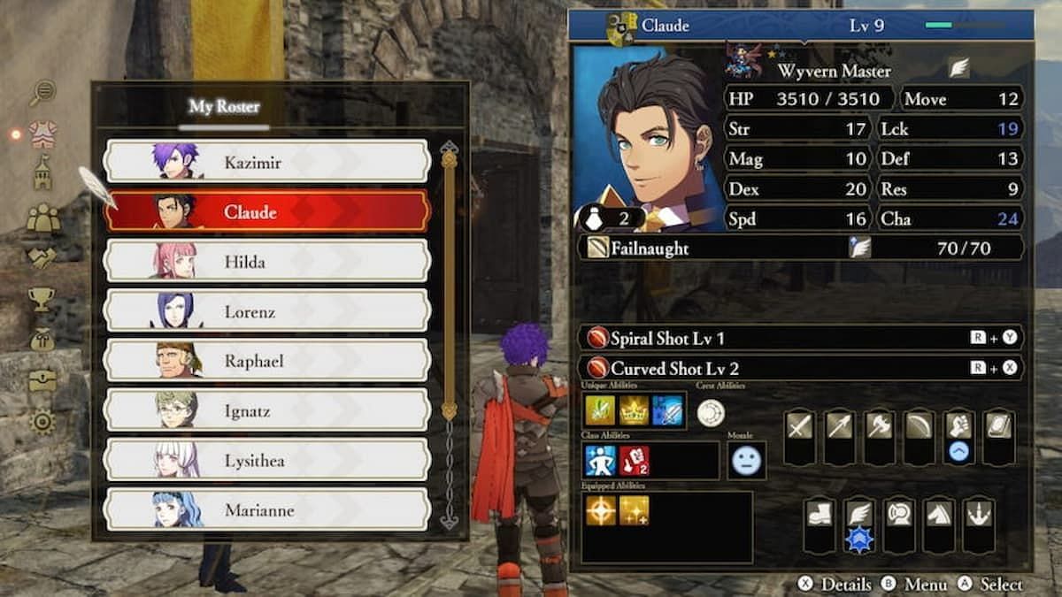 Go to the roster on the Convoy page to check morale levels in Fire Emblem Warriors: Three Hopes (Image via Nintendo)