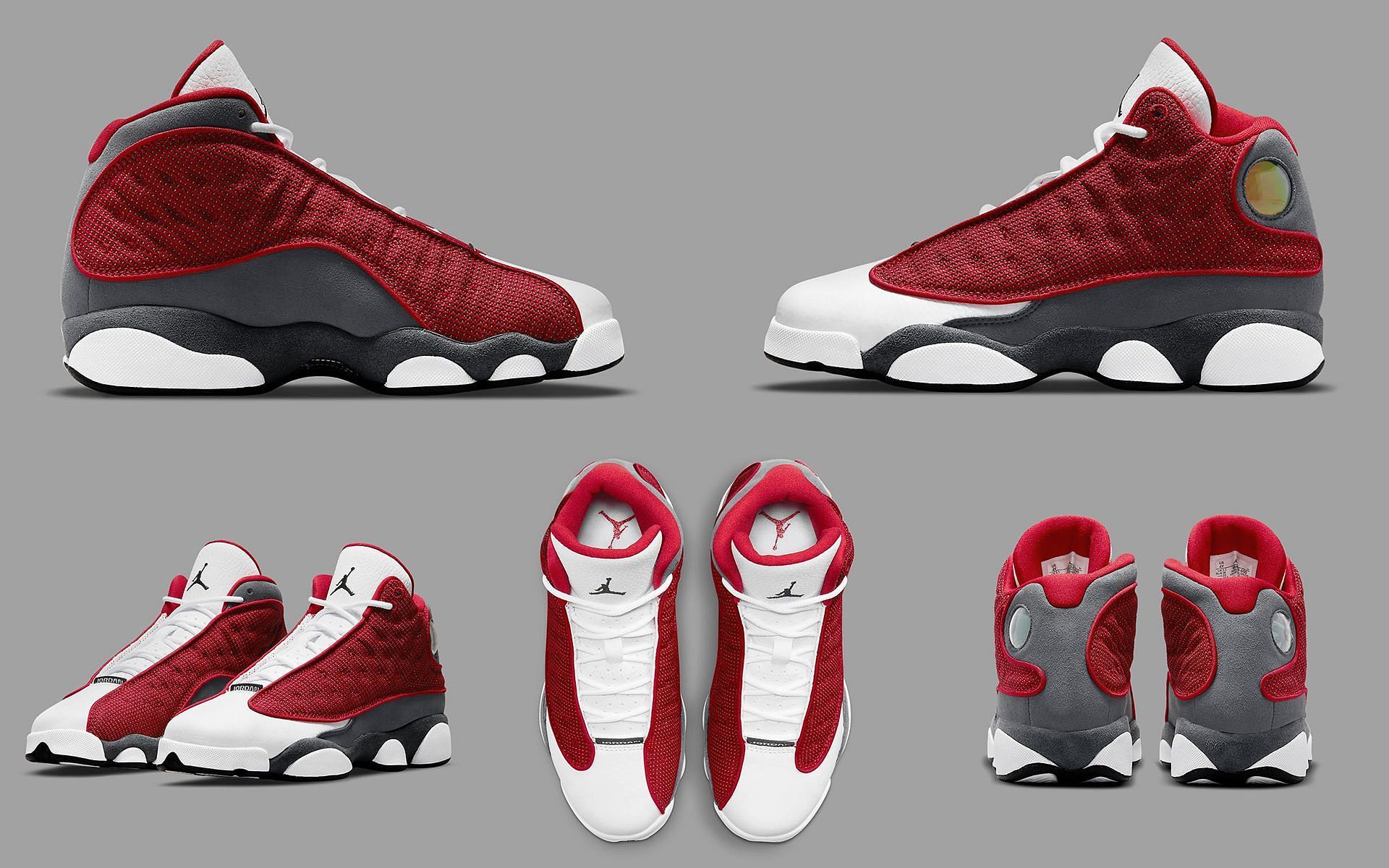Take a detailed look at the AJ13 Red Flint sneakers (Image via Sportskeeda)